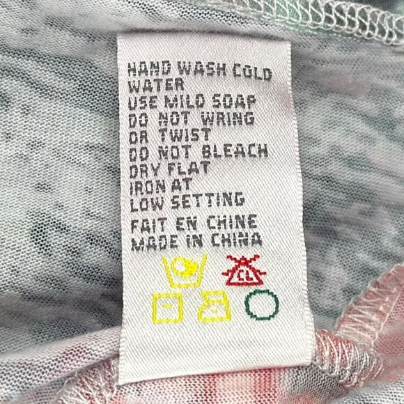 Laura Petites burnout graphic print long sleeve V-neck mesh top womens petite M - Picture 11 of 11